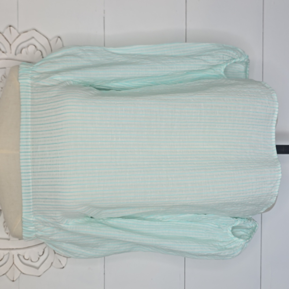 Massimo Dutti Cyan Off-the-Shoulder Linen Top Size 4 - Picture 3 of 8